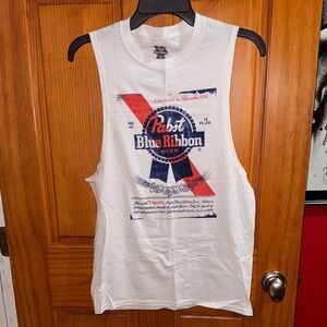 Pabst Blue Ribbon White Tank Top